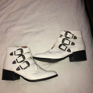 White buckle boots